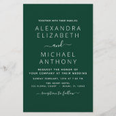 Papier Budget Emerald Green Mariage Typographie moderne (Devant)