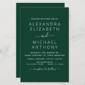 Papier Budget Emerald Green Mariage Typographie moderne (Devant / Derrière)