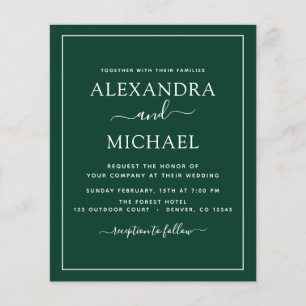 Papier Budget Emerald Green Mariage Typographie moderne