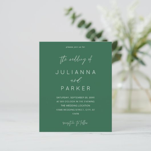 Papier Budget Emerald Green MOD Mariage de calligraphie (Debout devant)
