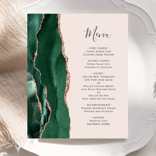 Papier Budget Emerald Green Rose Gold Agate Mariage