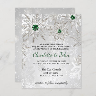 Papier Budget Emerald Green Snowflakes Faire-part de mari