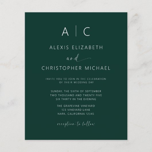 Papier Budget Emerald Green Tout en un Mariage QR Code (Devant)