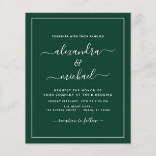 Papier Budget Emerald Mariage vert avec invitation photo