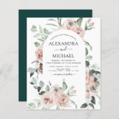 Papier Budget Emerald Vert verdure Invitations de mariage (Devant / Derrière)