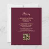 Papier Budget Émeraude Agate Bourgogne Code QR Mariage (Dos)