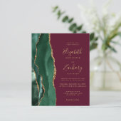 Papier Budget Émeraude Agate Bourgogne Code QR Mariage (Debout devant)