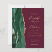Papier Budget Émeraude Agate Bourgogne Code QR Mariage (Devant)
