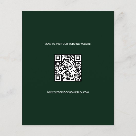 Papier Budget émeraude photo qr code mariage Enregistrer  (Dos)