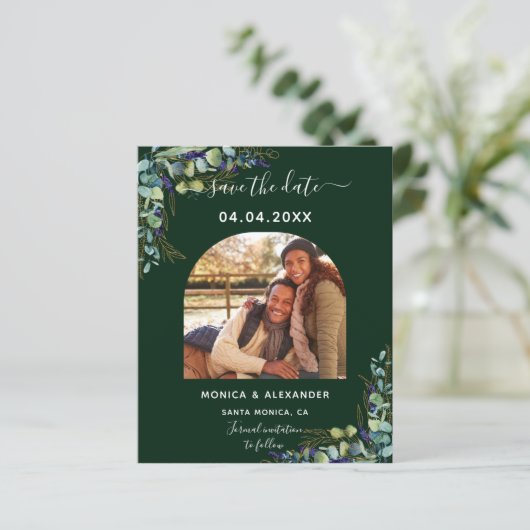 Papier Budget émeraude photo qr code mariage Enregistrer  (Debout devant)