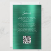 Papier Budget Émeraude Vert Métal Brossé Code QR Mariage (Dos)