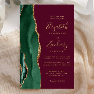 Papier Budget Émeraude Vert Or Agate Bordeaux Mariage