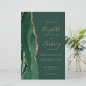 Papier Budget Emeraude Vert Or Agate Mariage (Debout devant)