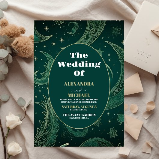 Papier Budget Émeraude Vert Or Céleste Mariage