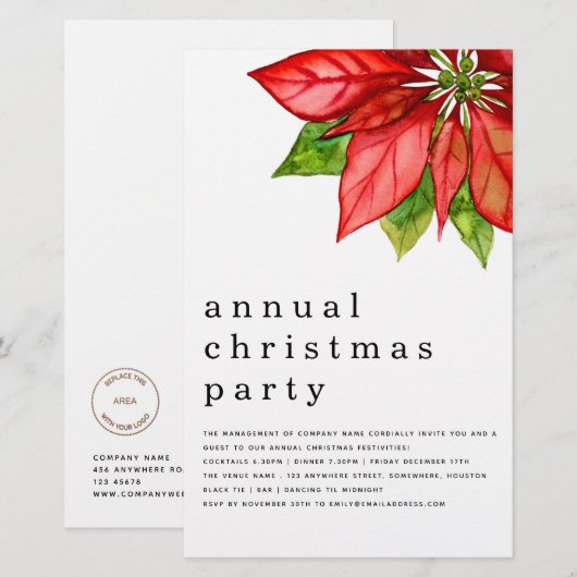 Papier Budget Employé Fête Poinsettia Plus grande (Devant / Derrière)