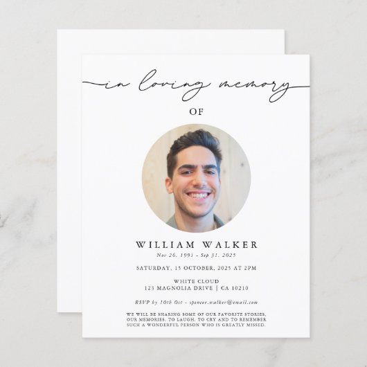 Papier Budget En Mémoire Amoureuse Photo Funérailles comm (Devant / Derrière)