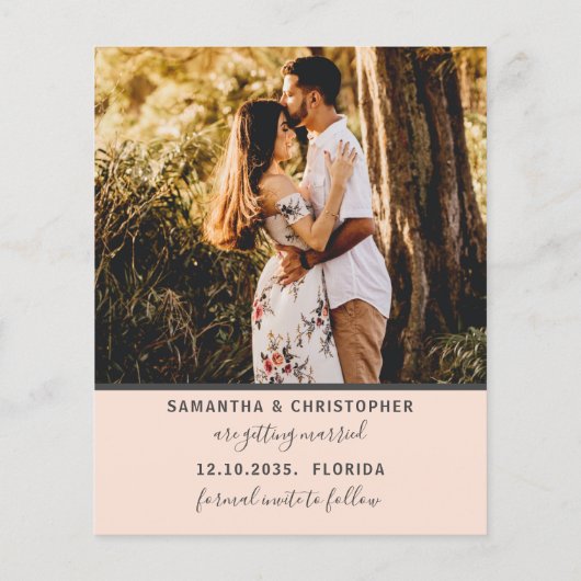 Papier Budget Enregistrer la date 4 Rose photo Invitation (Dos)