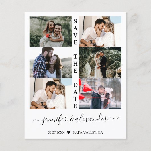 Papier Budget Enregistrer la date 6 Photo Collage Typogra (Devant)