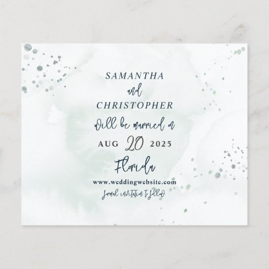 Papier Budget Enregistrer la date Aquarelle Eucalyptus (Dos)