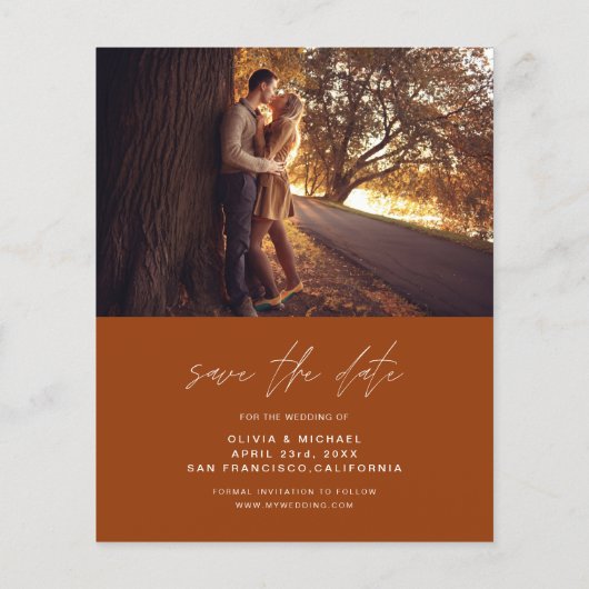 Papier Budget Enregistrer la date Burnt Orange Mariage Ph (Dos)