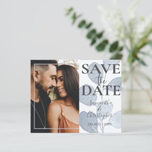 Papier Budget Enregistrer la date Eucalyptus Mariage phot (Debout devant)