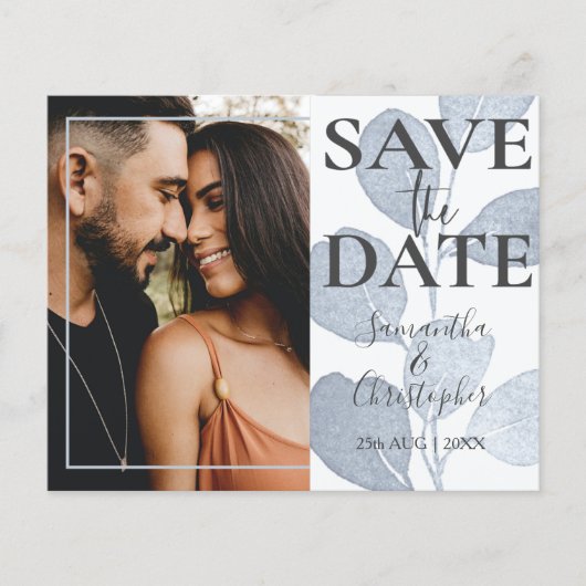 Papier Budget Enregistrer la date Eucalyptus Mariage phot (Devant)