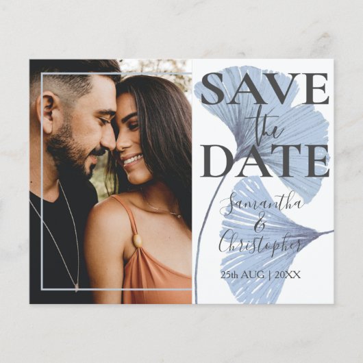 Papier Budget Enregistrer la date Mariage photo bleu (Devant)