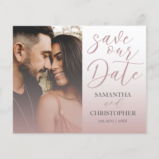 Papier Budget Enregistrer la date Mariage photo rose (Devant)