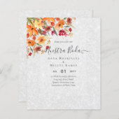 Papier BUDGET Espagnol BODA Automne Fleurs Orange Bourgog (Devant / Derrière)
