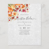 Papier BUDGET Espagnol BODA Automne Fleurs Orange Bourgog (Devant)