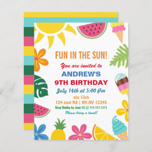Papier Budget Été Anniversaire Fête Invitation