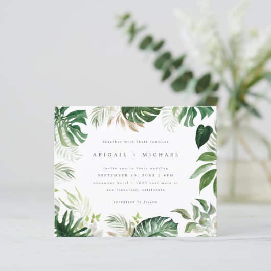 Papier Budget Été Aquarelle Mariage de feuillage tropical (Debout devant)