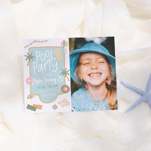 Papier Budget Été Cute Pool Party Fille Anniversaire Phot