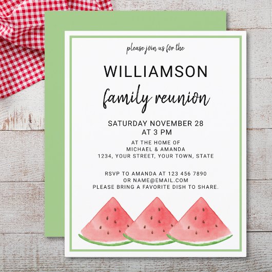 Papier Budget Été Famille Réunion Watermelon Invitation