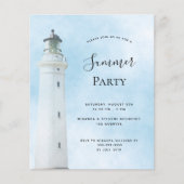 Papier Budget Été fête plage phare invitation (Devant)