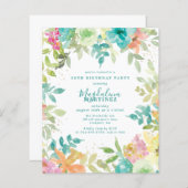 Papier Budget été floral 50e anniversaire Invitation (Devant / Derrière)