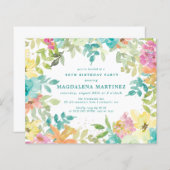 Papier Budget été floral 90e anniversaire Invitation (Devant / Derrière)