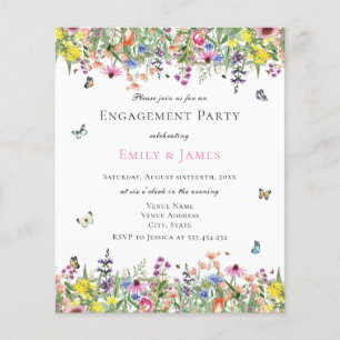 Papier Budget Été Floral Engagement Party Invitation
