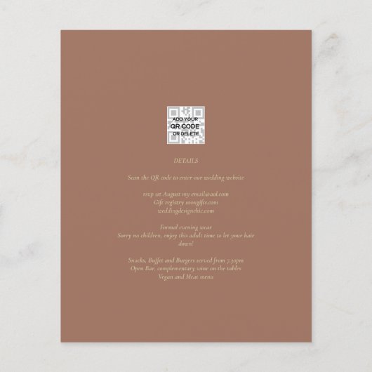 Papier Budget Été Floral Mariage Inviter QR Code RSVP (Dos)