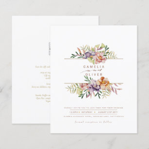 Papier Budget Été Floral Mariage Inviter QR Code RSVP