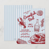 Papier Budget Été Fruits de mer Crawfish Invitation de la (Devant / Derrière)