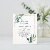 Papier Budget Eucaliptus Gold Bridal Shower Invitation (Debout devant)