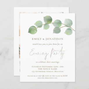 Papier BUDGET Eucalyptus 3 photo QR Invitation de soirée