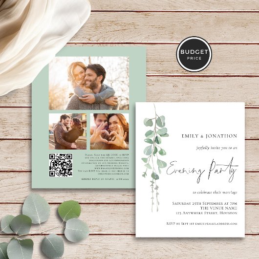Papier Budget Eucalyptus 3 Photos Mariage Soirée Invitati