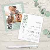 Papier Budget Eucalyptus 3 Photos QR Code Mariage Invitat