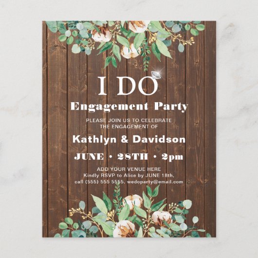 Papier BUDGET Eucalyptus 4 Fiançailles photo Invitation (Devant)