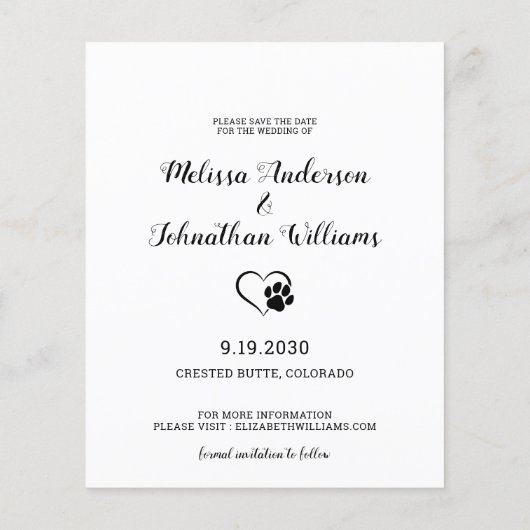 Papier Budget Eucalyptus Animal Mariage Chien Enregistrer (Dos)