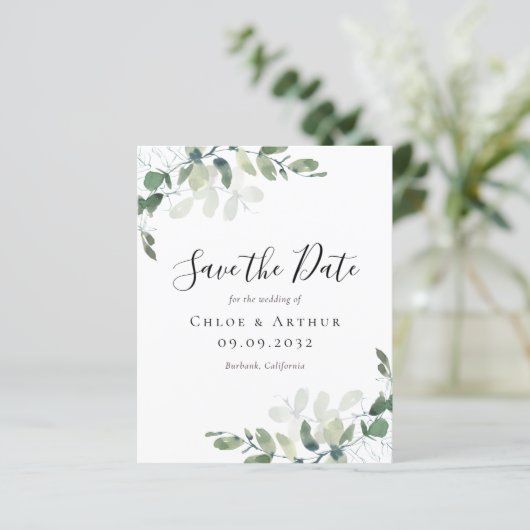 Papier BUDGET Eucalyptus Aquarelle Mariage Enregistrer La (Debout devant)