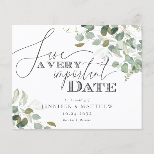 Papier BUDGET Eucalyptus Aquarelle Mariage Enregistrer La (Devant)