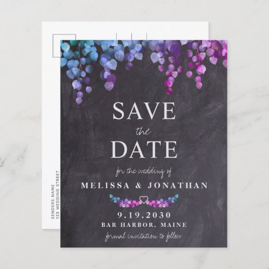 Papier Budget Eucalyptus Ardoise Enregistrer La Date Cart (Devant / Derrière)
